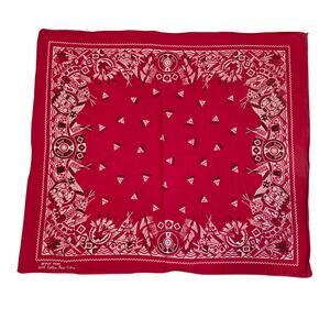 Vintage 50s Tiger Brand WPL 9939 Red Southwestern Cotton Bandana Fast Color